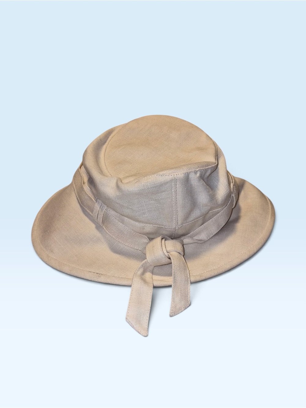 Women's Wide-Brim Tie-Detail Hat in Beige